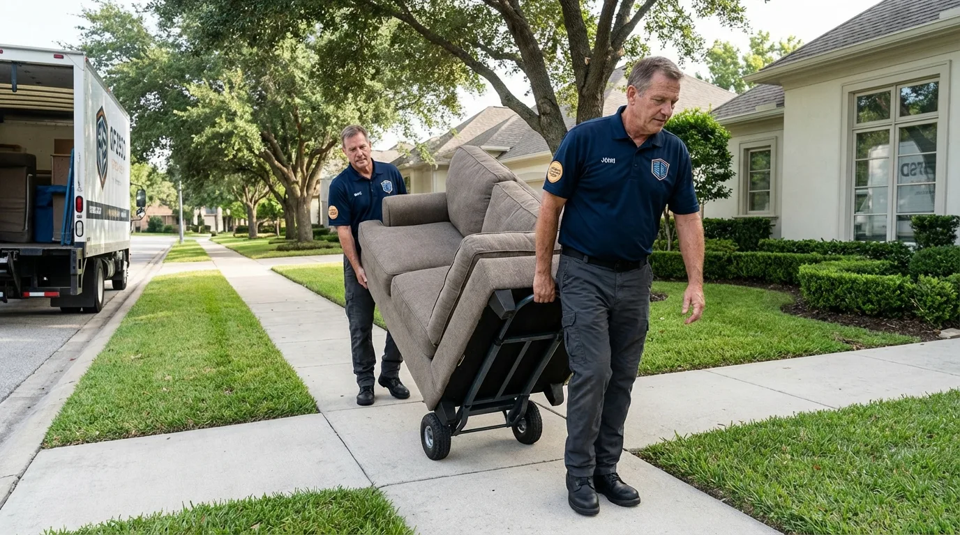 Local residential moving crew loading furniture in Glenmora, LA